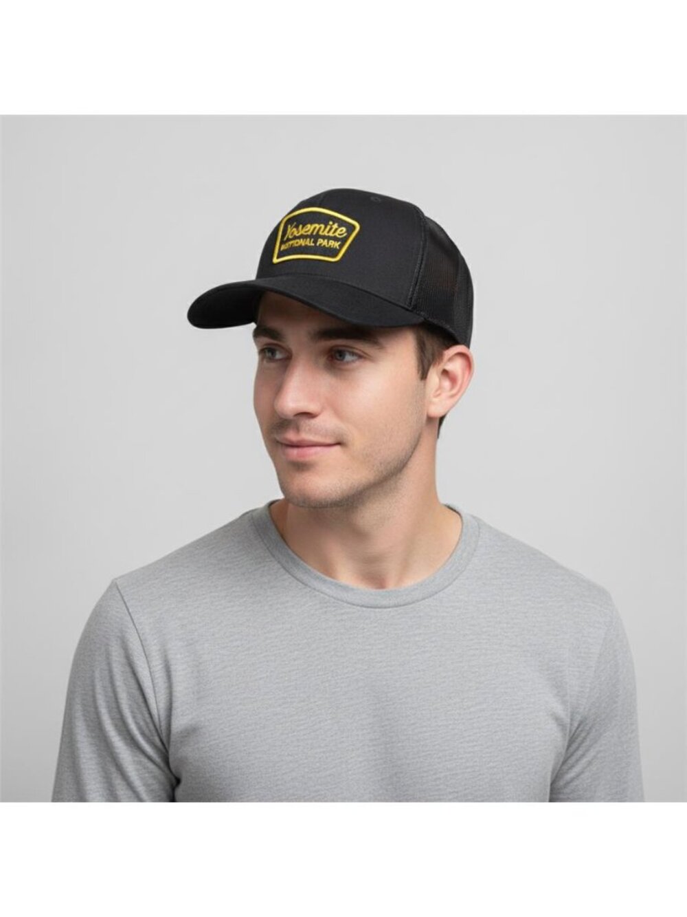 Yosemite National Park Embroidered Patch Trucker Mesh Snapback Hat Cap Black - Picture 2 of 6